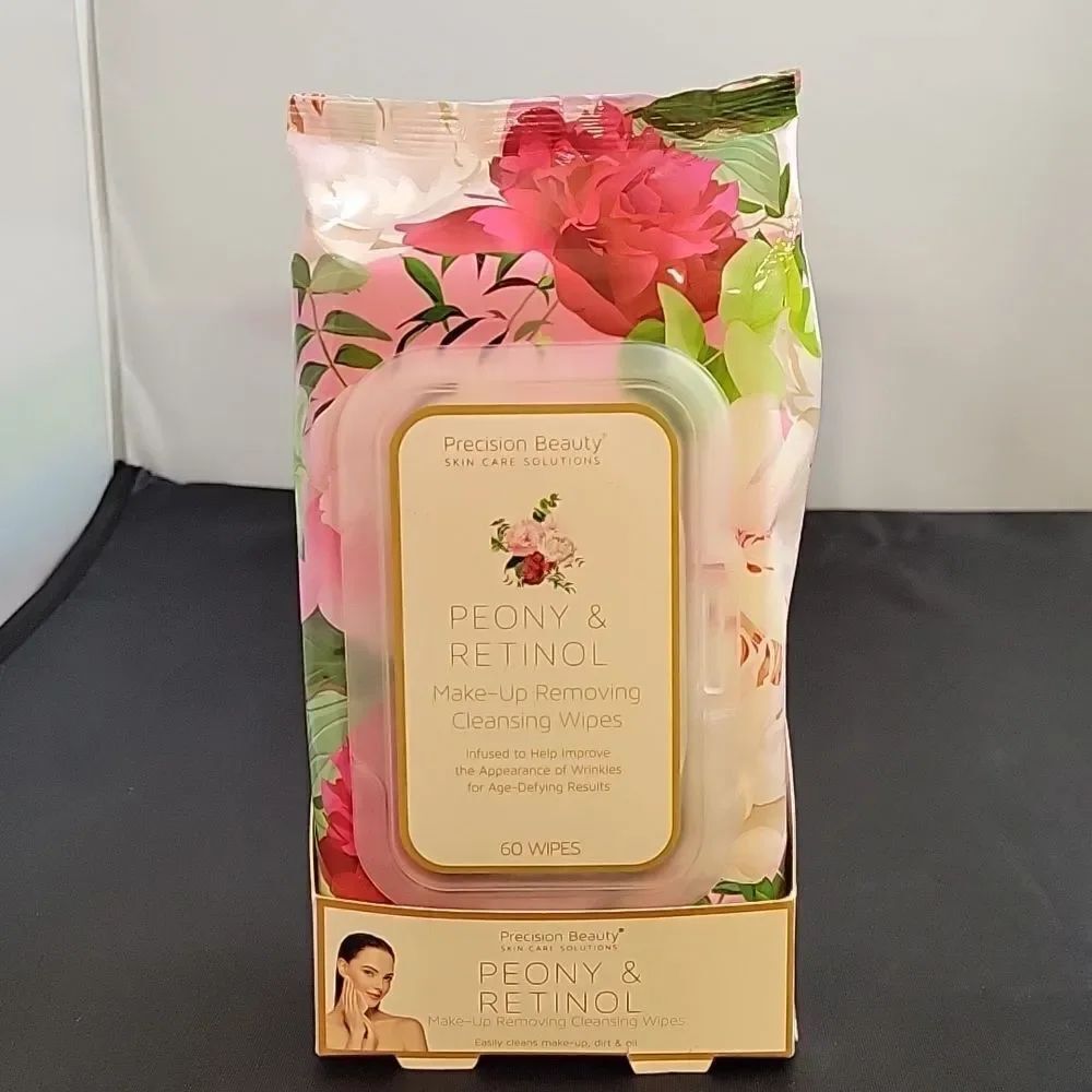 BRAND NEW PRECISION BEAUTY PEONY& RETINOL MAKE-UP REMOVING CLEANSING WIPES